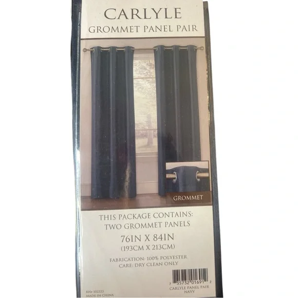 NAVY Carlyle Grommet Panel Window Curtain Total 76" x 84" NEW - Picture 6 of 6